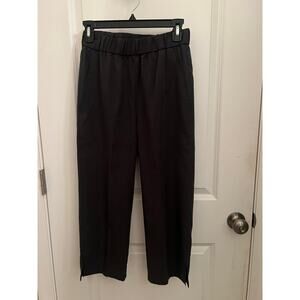Eileen Fisher Straight Slit Pant Easy Fit Cropped XXS Gray Elastic Waist Pockets